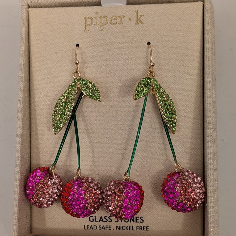 Piper K Glass Stone Berry Earrings - NIB